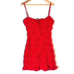 NEW PEPPERMAYO Part Time Ruched Valentines Milkmaid Ruffle Bow Mini Dress US 2